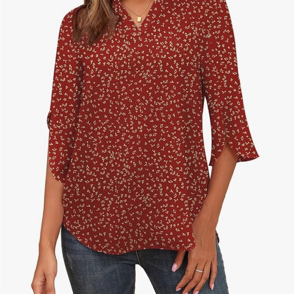 Women's Red Patterned Blouse